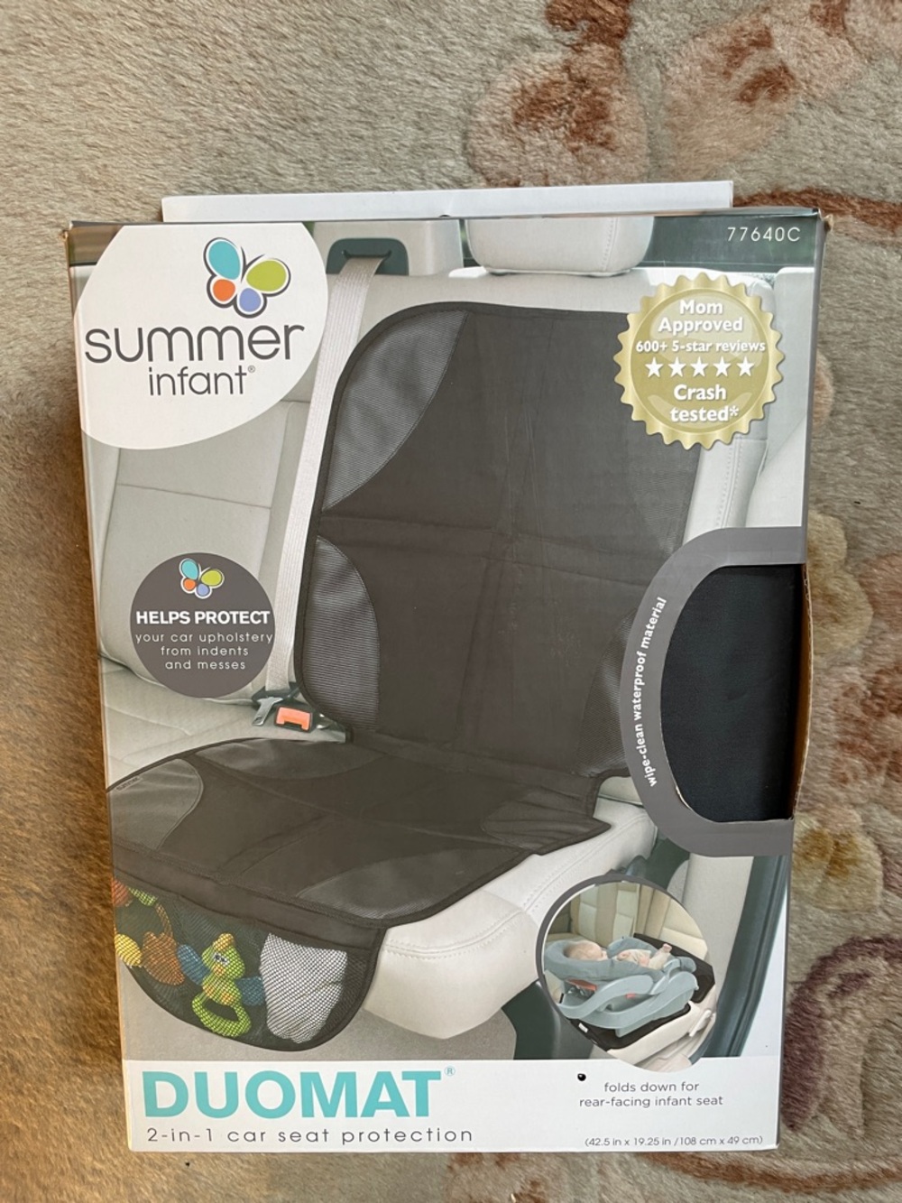 Summer Infant Duomat 2-1 Car Seat Protector - Black Brand New NWT